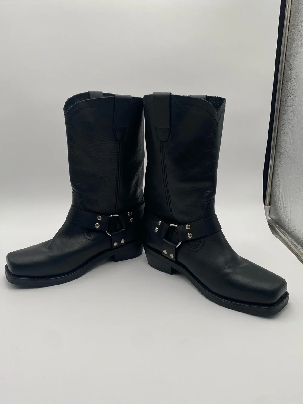 Classic Black Leather Harness Boots - Men